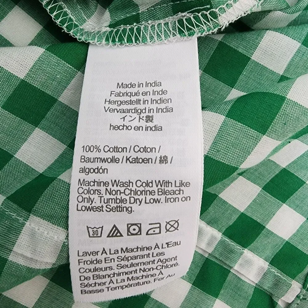 J. Crew Shirt Small Gingham Lightweight Cotton Signature Fit Button Green BZ034